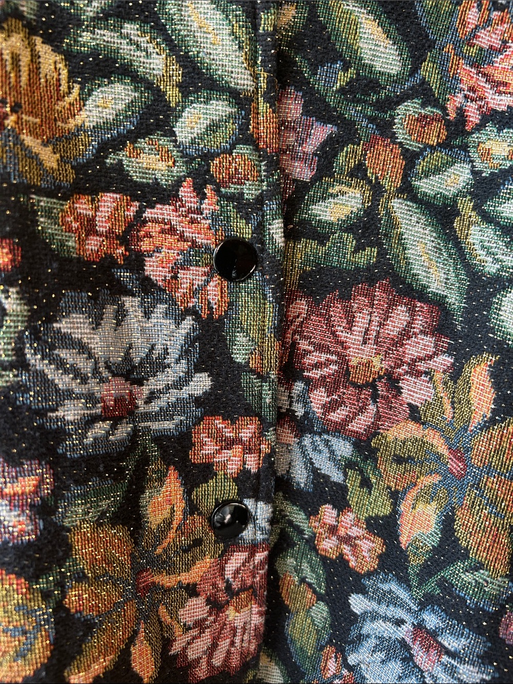 Black Raglan Floral-Front Button Jacket - Picture 3 of 4